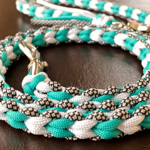 パラコード カフェリード☆ハート編み(シーブリーズ) リード・首輪