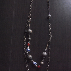 『Japanesque』ジャパネスク〜アンティークネックレス(Silver leaf and Red agate)〜 4枚目の画像