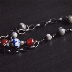 『Japanesque』ジャパネスク〜アンティークブレスレット(Silver leaf and Red agate)〜 4枚目の画像
