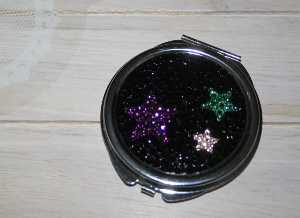 スター☆シックなきらめき☆コンパクトミラー 鏡☆スワロフスキー デコ スワロ