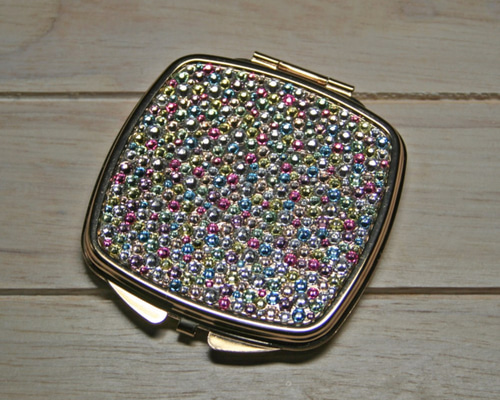 手鏡 カラフルストーン付き　孔雀　 両面　手鏡　箱付き［新品•未使用] 手鏡 カラフルストーン付き 孔雀 両面 手鏡 箱付き［新品•未使用