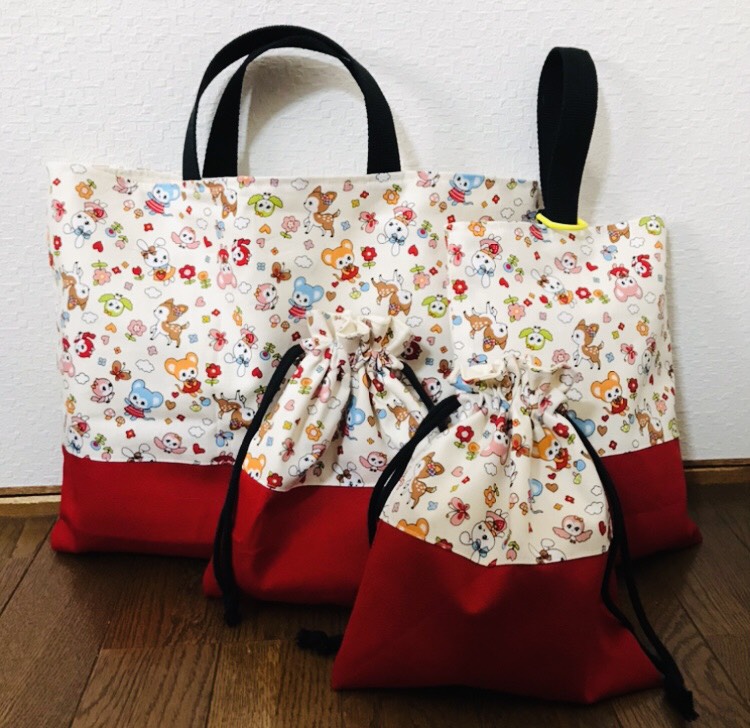 ★入園、入学★レッスンバッグ、シューズ袋、巾着2枚組セット