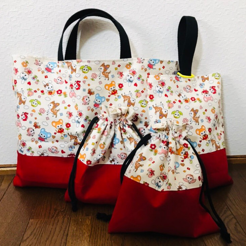 品質が完璧 送料無料》通園・通学3点セット・ミニチュアダックス・ブルー 手提げ・レッスンバッグ・入園グッズ