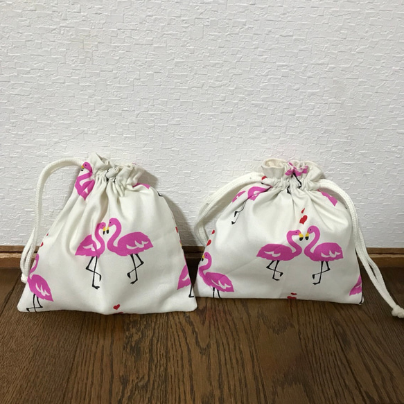 フラミンゴ巾着袋 2枚セット その他入園グッズ スタジオバケツ 通販 