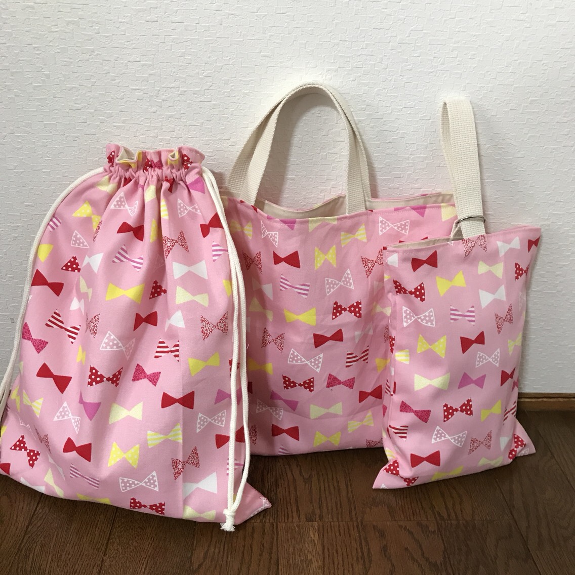 ★入園、入学★レッスンバッグ、お着替え袋、シューズ袋セット★ピンク