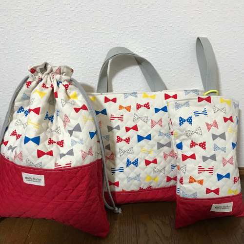 【福袋セール】 入園・入学3点セット（リバーシブル機能付）/ライトブラウン 11 手提げ・レッスンバッグ・入園グッズ