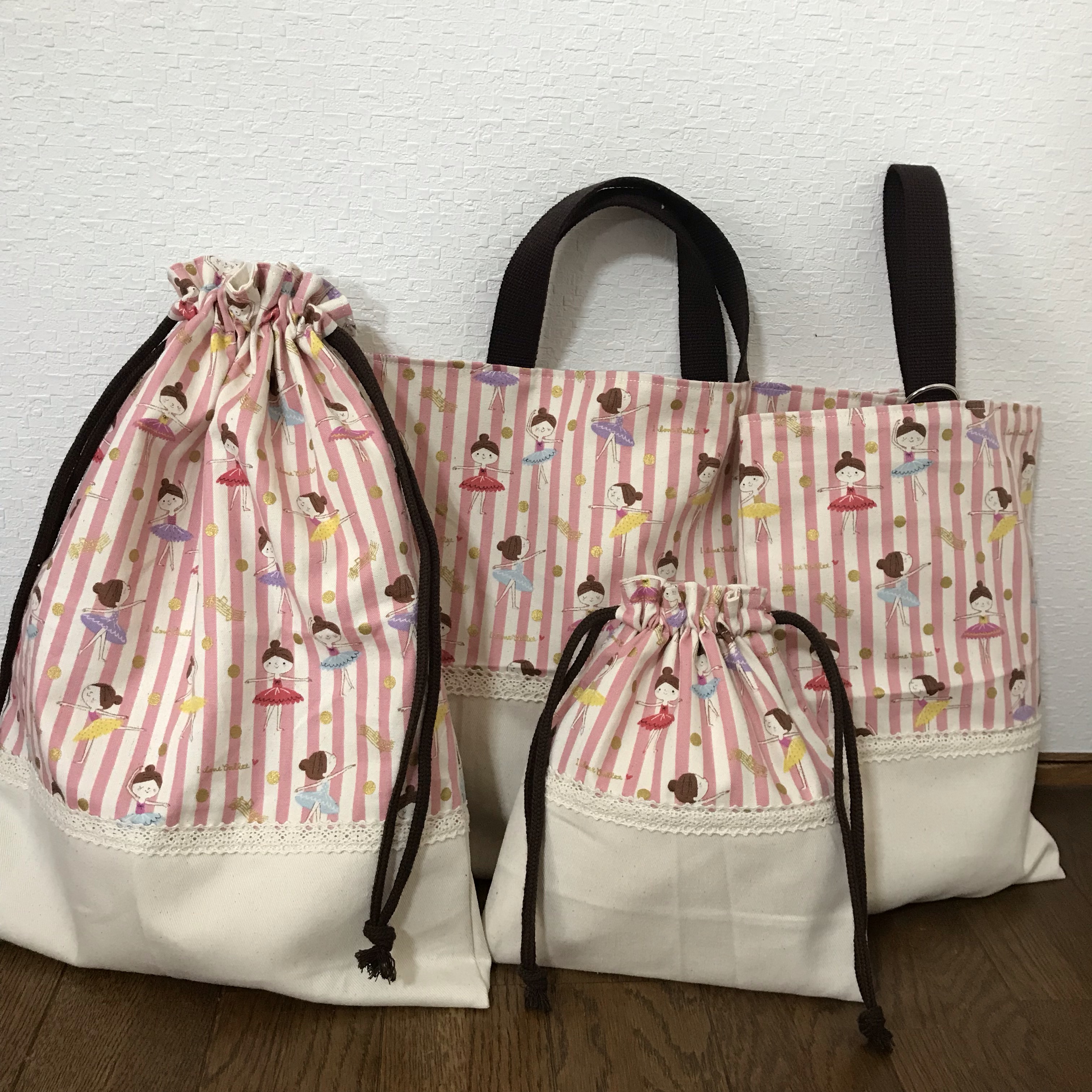 ★入園、入学★レッスンバッグ、お着替え袋、シューズ袋、巾着セット