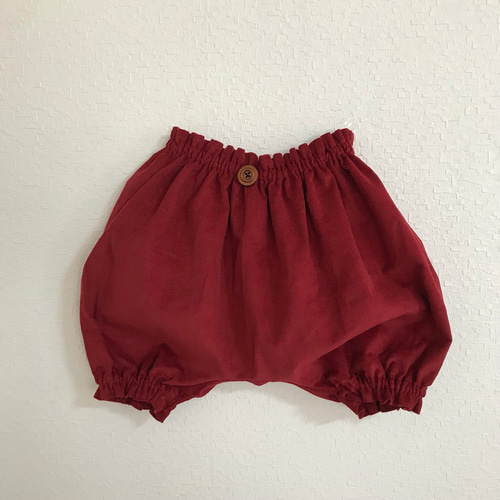 再販】コーデュロイのかぼちゃパンツ 深い赤 ベビー服 スタジオバケツ 