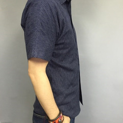半袖和柄刺子シャツ（水玉模様） 2枚目の画像