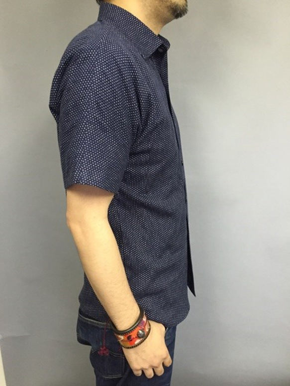 半袖和柄刺子シャツ（水玉模様） 2枚目の画像