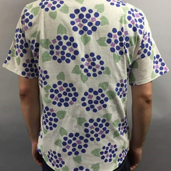 半袖和柄シャツ（紫陽花模様） 3枚目の画像