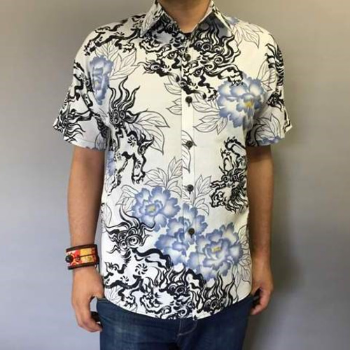 半袖和柄シャツ（唐獅子牡丹） シャツ・ブラウス（メンズ） 善工房  