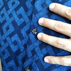 吉兆藍木綿シャツ（六弥太格子） 4枚目の画像