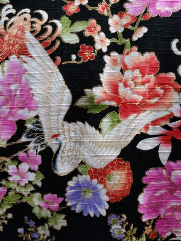 半袖和柄シャツ（鶴に四季の花） 4枚目の画像
