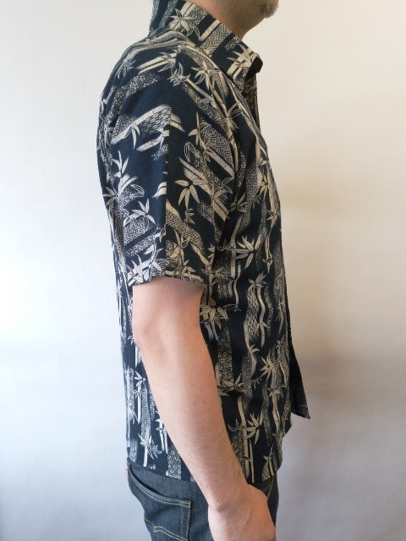 半袖和柄ムラ糸クロスシャツ（竹） 2枚目の画像