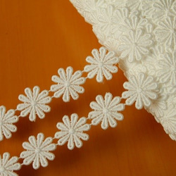 1.5ｍ!幅2.5cmお花の綿ケミカルレース　オフホワイト[6955] 3枚目の画像