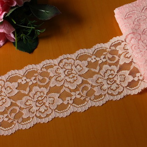 1m!幅8.6cm綺麗なバラ柄ラッセルレース ピンク 日本製 レース 手芸