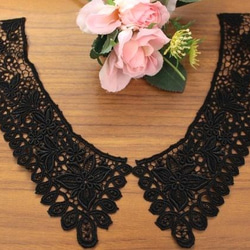 日本製1m！幅17．5cm難あり薔薇柄ケミカルレース グレー [11200