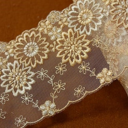 現行♡ミュベール 花柄レース ストレッチオールインワン 完売品 1,200円以上で送料無料】H-19 広幅 両山 刺繍 チュールレース