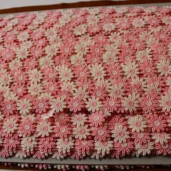 送料無料！10枚！幅1.9cm交互のお花柄ケミカルレース　ピンクとオフホワイト[10656　ピンク] 5枚目の画像