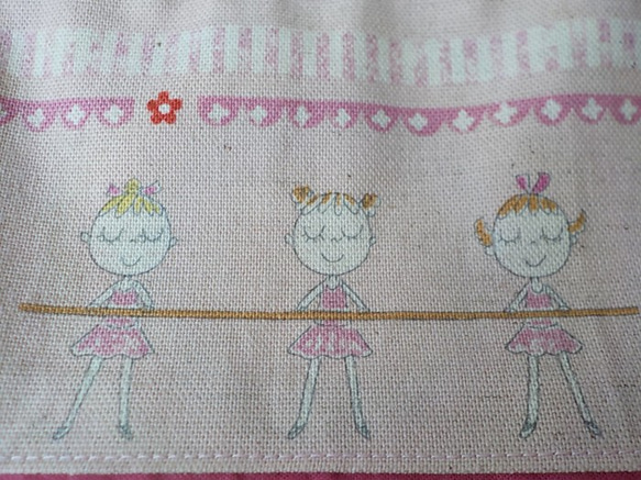 【Sale】コップ袋・巾着袋　バレリーナ　ピンク 3枚目の画像