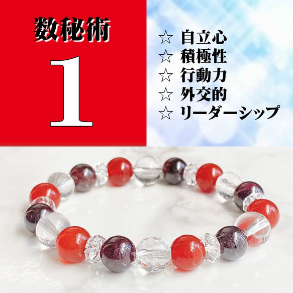 数秘ナンバーブレスレット ナンバー1赤色のパワー 赤メノウ