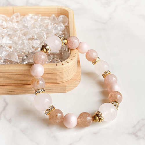 天然石★ブレスレット ストロベリークォーツ ♪ 373 パワーストーンブレスレット 数珠ブレスレット ストロベリークォーツ