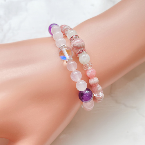 高品質インカローズブレスレット3点おまとめ♡ インカローズ ブレスレット 通販 高品質 約7.5mm 天然石販売専門