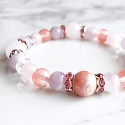 【再販200点突破】恋愛の願いをそっと込めて♡天然石ブレスレット｜インカローズ・ローズクォーツ・アメジスト No.1 2枚目の画像