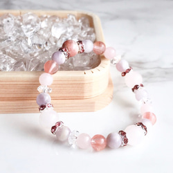 【再販200点突破】恋愛の願いをそっと込めて♡天然石ブレスレット｜インカローズ・ローズクォーツ・アメジスト No.1 3枚目の画像