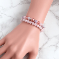 【再販200点突破】恋愛の願いをそっと込めて♡天然石ブレスレット｜インカローズ・ローズクォーツ・アメジスト No.1 5枚目の画像