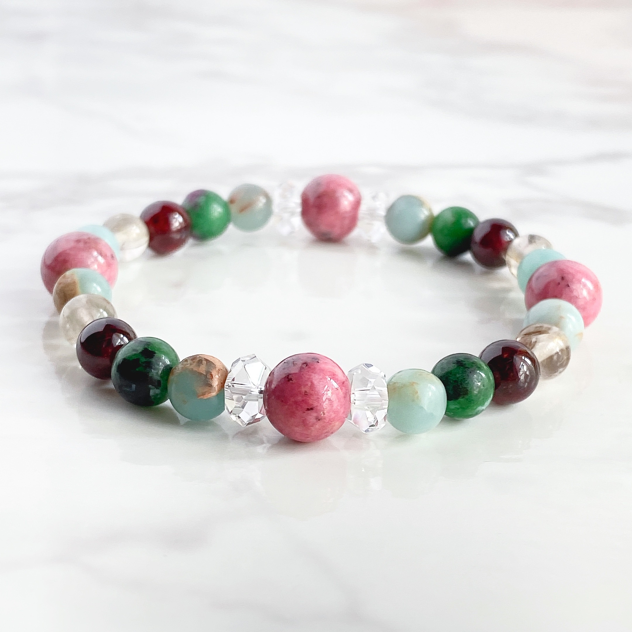 ✦願いを形に、やさしい絆を育む 天然石ブレスレット｜ロードナイト・ガーネット（レディース・ペア） No.61