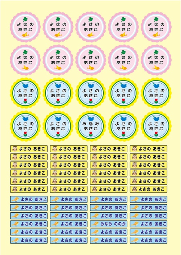 おなまえシール（鳥）／光沢素材【CS-002GNNAS】 3枚目の画像