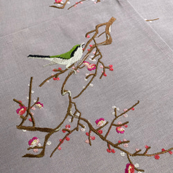 梅にうぐいす　刺繍　ティーマットランチョンマット　2枚セット 1枚目の画像