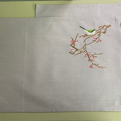 梅にうぐいす　刺繍　ティーマットランチョンマット　2枚セット 3枚目の画像