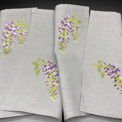 藤の花　刺繍　ティーマットランチョンマット　2枚セット 3枚目の画像