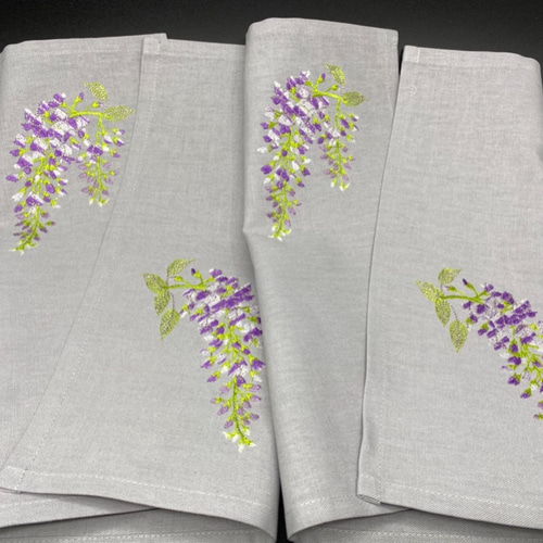 藤の花 刺繍 ティーマットランチョンマット 2枚セット その他