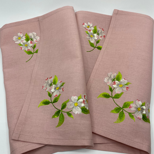 花水木 刺繍 ティーマットランチョンマット 2枚セット その他