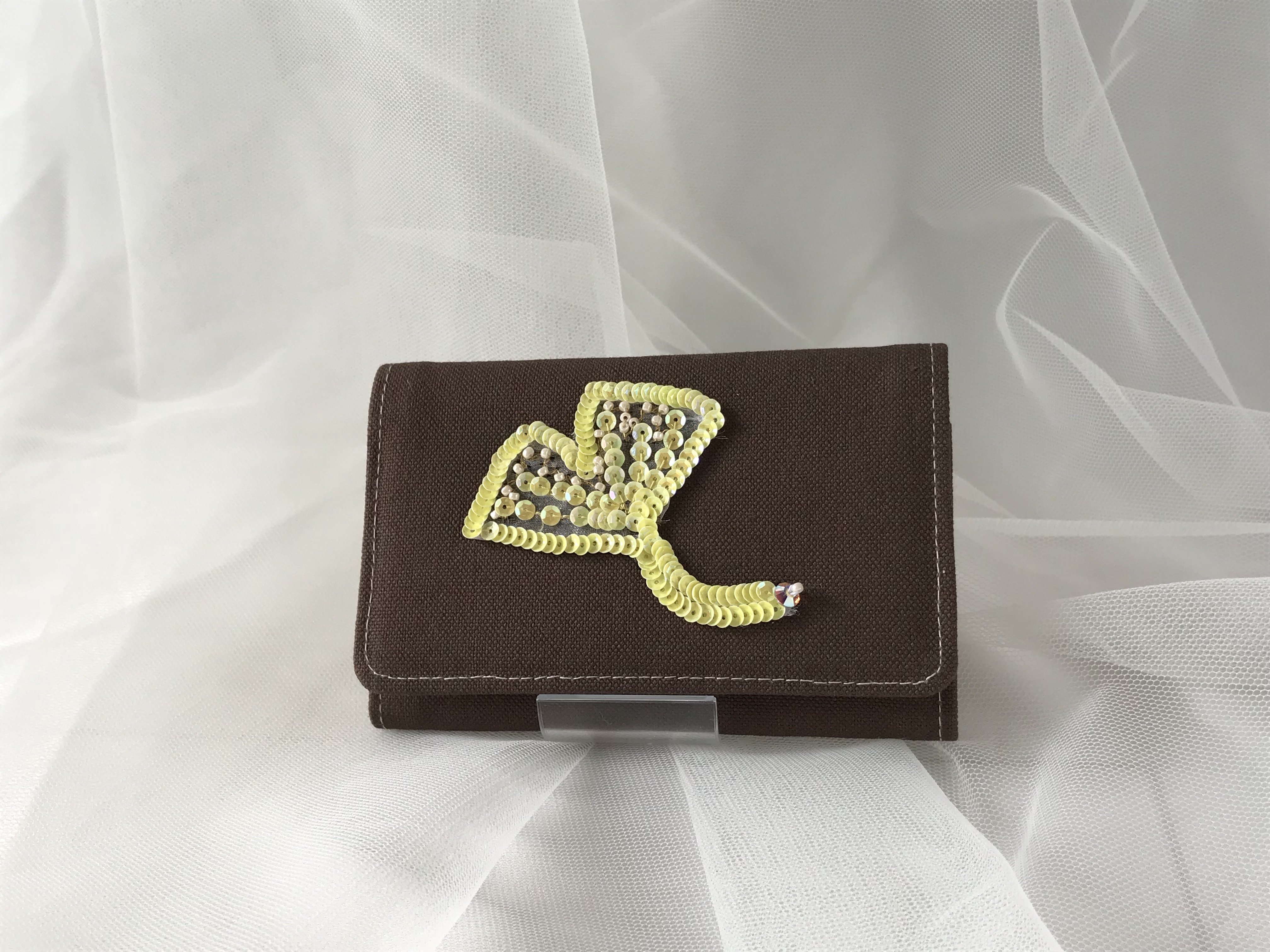 銀杏モチーフカードケース オートクチュール刺繍