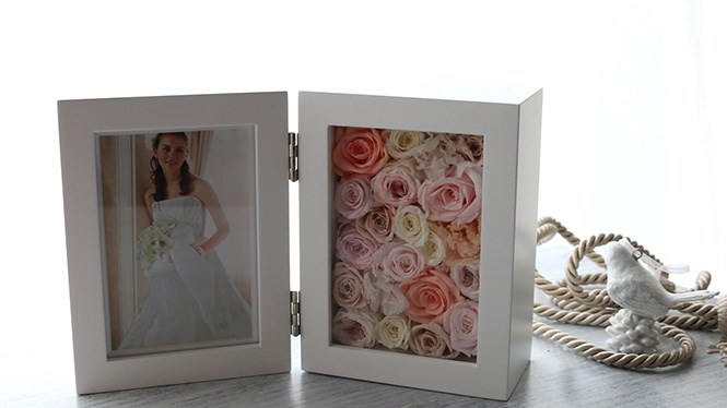 お祝電報や贈呈花に♡フォトフレーム　シェリー　プリザーブドフラワー