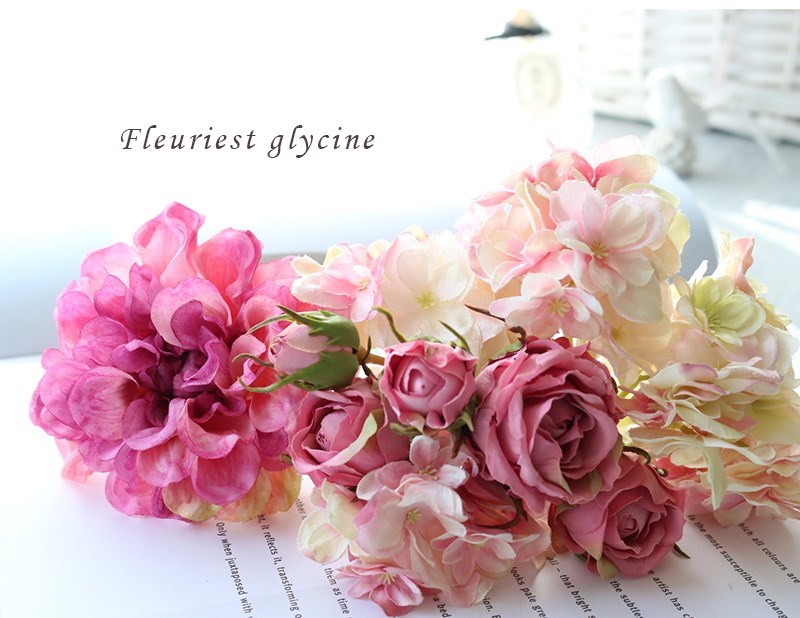 【ショップ再開セール】アンティークピンクのヘッドドレス　バラ・ダリア・あじさい　アーティフィシャルフラワー（造花）