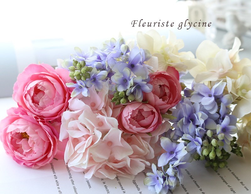 大人のマカロンカラー☆ バラ・ライラック・あじさい　アーティフィシャルフラワー（造花）