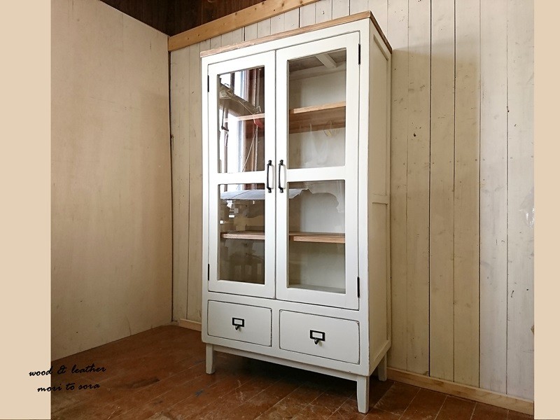 ガラスキャビネット　パイン　ハーベスト