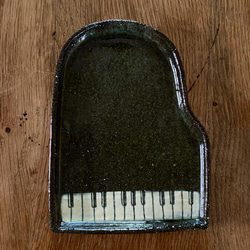 ピアノ皿(白黒鍵)①【灰釉】 4枚目の画像
