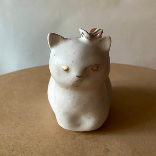 人気作家 flowersさん 一輪挿し 陶器 ネコ 置物 2体セット 人気作家