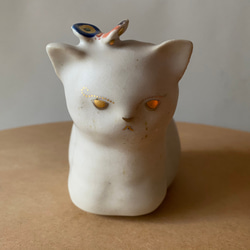 猫とてふてふの二輪挿し【花器】【陶器】 8枚目の画像