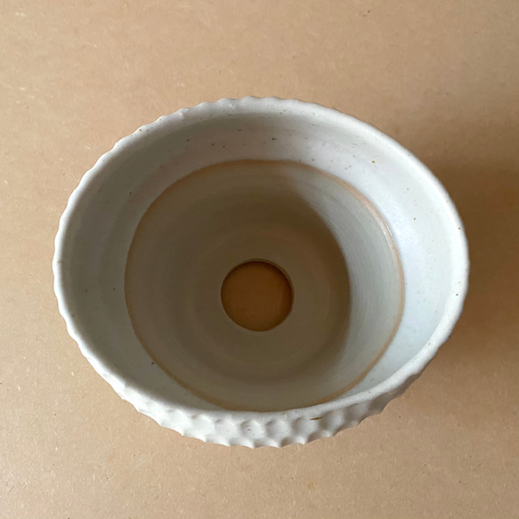 白いしのぎの楕円植木鉢【プランター】【plantpot】 4枚目の画像