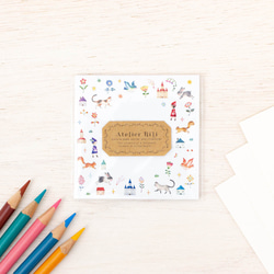 2個セット。絵本のような。付箋ノート "小人と動物たちの国" SN-1 1枚目の画像