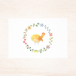5枚セット。絵本のような。ポストカード "黄色の小鳥と花の輪" PC-59 2枚目の画像