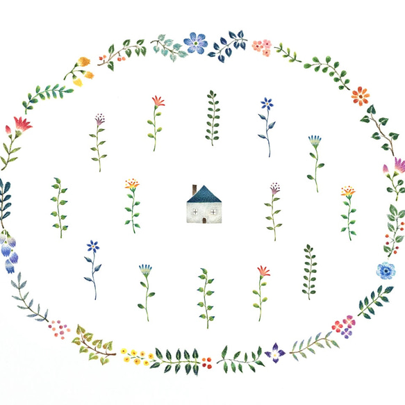 如詩如畫的生活。裱框藝術打印“藍色小房子的花園”FAP  -  A 591 第3張的照片